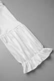Белое сексуальное вечернее простое формальное твердое лоскутное платье с V-образным вырезом и бальным платьем