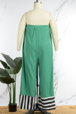 Green Sexy Striped Patchwork Solid Patchwork Strapless Straight Jumpsuits