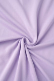 Фиолетовый Повседневные Повседневные Твердые Карманы Базовое длинное платье с U-образным вырезом Большие размеры