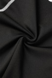Black Street Sportswear Print Mesh O-hals långärmad två delar