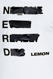 Camisetas cinza casual impressão diária patchwork letra O pescoço