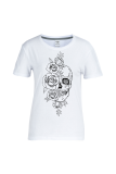 Weiße Street Daily Print Skull Patchwork O Neck T-Shirts