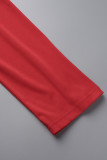 Rojo Casual Elegante Sólido Patchwork V Cuello Envuelto Falda Tallas grandes Vestidos