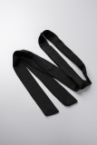 ブラック セクシー カジュアル ソリッド 高開口部 ホルター プラス サイズ ジャンプスーツ (ベルト付き)