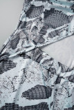 Weiß-Braun Sexy Sportswear-Overalls mit Animal-Print und halbem Rollkragenpullover in Übergröße