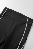 Noir Street Sportswear Print Mesh O Neck Long Sleeve Two Pieces