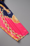 Розово-красный сексуальный принт бинты пэчворк V-образным вырезом прямые платья больших размеров