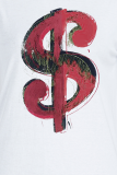 Red Street Daily Print Patchwork Letter O Neck T-Shirts