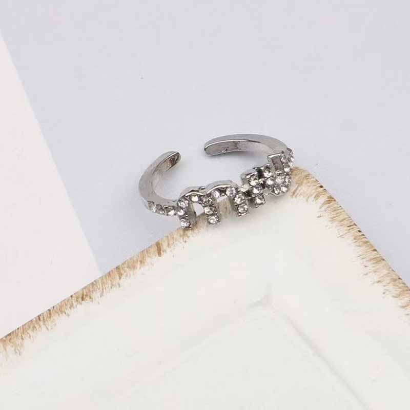 

Silver Simplicity Letter Rhinestone Rings