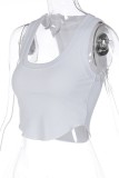 White Sexy Casual Solid Basic U Neck Tops