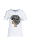 T-shirt con scollo a O con stampa patchwork vintage grigio Street