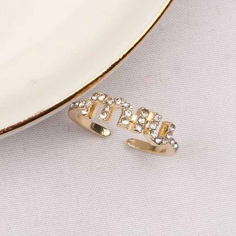 

Gold Simplicity Letter Rhinestone Rings