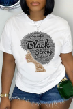 T-shirt con scollo a O con stampa patchwork vintage di Black Street