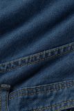 Saias jeans assimétricas de cintura alta pretas sólidas Patchwork