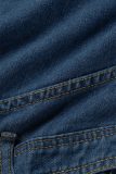 Schwarze Street Solid Patchwork Asymmetrische Jeansröcke mit hoher Taille