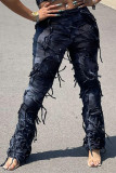 Коричневые повседневные уличные брюки Tie Dye Tassel Regular средней талии с динамиком и полным принтом