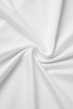 Белый Повседневное Однотонный Пэчворк С разрезом V-образный вырез Большие размеры Из двух частей