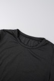 Черные повседневные однотонные базовые футболки с круглым вырезом