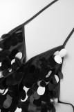 Черные сексуальные повседневные лоскутные повязки с блестками и открытой спиной