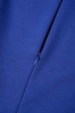 Robes de jupe crayon à encolure dégagée décontractées en patchwork uni bleu royal