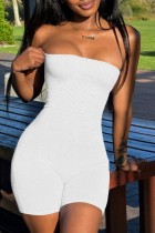 Witte sexy casual effen rugloze strapless skinny romper