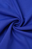 Robes de jupe en une étape à col rond décontractées bleu royal