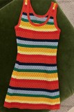 Цветное сексуальное лоскутное контрастное платье с U-образным вырезом