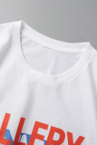 Camisetas con cuello en O básicas con estampado de letras informales negras