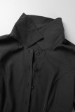 Schwarze, legere, bedruckte Bandage-Patchwork-Umlegekragen-Kleider in A-Linie
