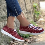 Sapatos confortáveis ​​redondos estampados em retalhos vermelhos casuais
