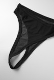 Черный сексуальный вечерний однотонный пэчворк прозрачная сетка с лямкой на шее без рукавов из двух частей