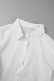 Tops de cintura alta con cuello vuelto asimétrico con hebilla impresa sin posicionamiento de trabajo casual blanco