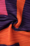 Robe longue à col rond et imprimé géométrique Purple Street (la pièce avant est plus courte)