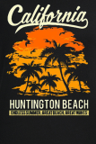 Orange Daily Vintage Print Patchwork O Neck T-Shirts