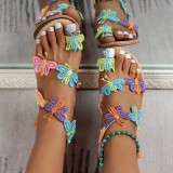 Bruine casual patchwork vlinder ronde comfortabele schoenen