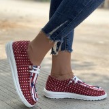 Rote, lässige, runde, bequeme Schuhe mit Patchwork-Druck