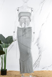 Черный сексуальный однотонный бинт с выемками в стиле пэчворк с открытой спиной асимметричный без бретелек без рукавов из двух частей