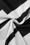 Zwarte casual elegante print patchwork V-hals A-lijn jurken