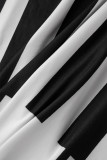Schwarze, lässige, elegante Patchwork-Kleider mit V-Ausschnitt in A-Linie