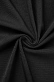 Noir Sexy Casual Street Striped Pocket Frenulum V Neck Short Sleeve Two Pieces