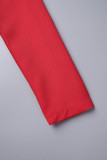 Röd Sexig Arbete Elegant Solid Spänne V-hals Wrapped Kjol Klänningar