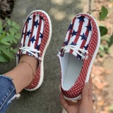 Red Casual Patchwork Printing Round Comfortable Shoes