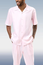 Светло-розовый прогулочный костюм с коротким рукавом доступен в 5 цветах