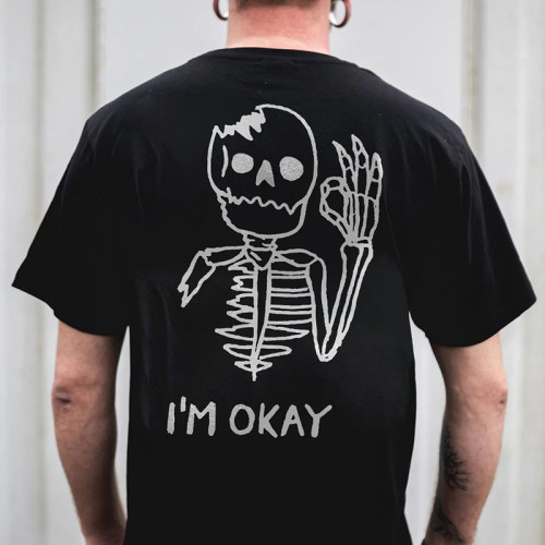 Schwarzes „I'm Okay Skull“-T-Shirt