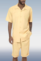 Ensemble de costume de marche imprimé à manches courtes jaune clair avec short