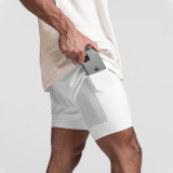 Short uni Sportswear Simplicity Solid Patchwork Straight Blanc