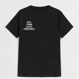 Zwart DOOD JE LOKALE PEDOFIL Letter Zwart Print T-shirt