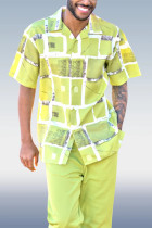 Fluorescent Green Walking Suit Olive - Mens Two Piece Leisure Suits