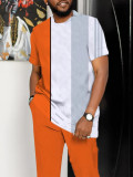 Costume à manches courtes à imprimé artistique pour homme Blanc Orange Suitmens 226