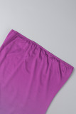Pink Purple Sexy Gradual Change Print Patchwork Strapless Pencil Skirt Dresses